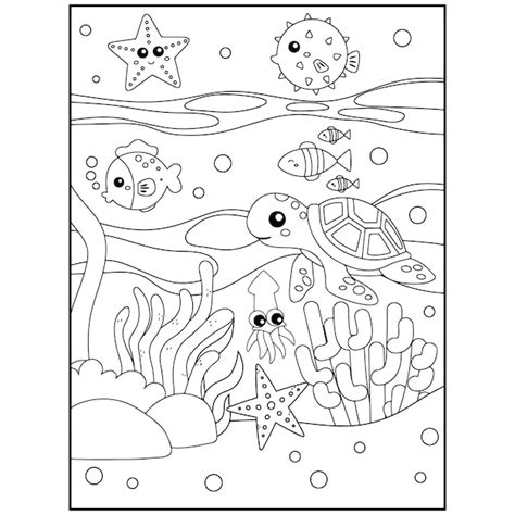 Premium Vector | Printable Ocean Animals Coloring Pages For Kids Premium Vector