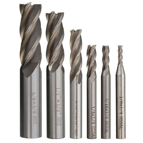 4 Flute HSS End Mill Cutter Milling Machine CNC Straight Shank Router ...