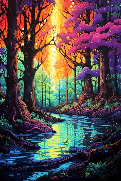 Premium AI Image | Harmony of nature painting and forest