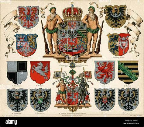 Coat of arms of the Kingdom of Prussia and provinces (Meyers Großes Konversations-Lexikon ...