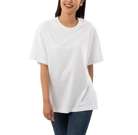 Young woman in white oversize T shirt mockup cutout, Png file 12487294 PNG