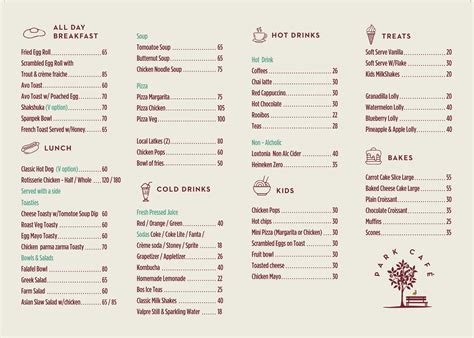 Menu – Park Cafe