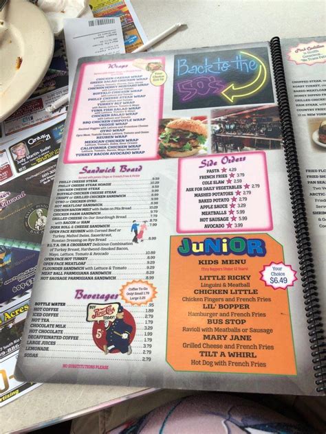 Menu at The Pink Cadillac Diner restaurant, Wildwood