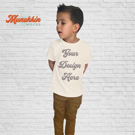 Kids Tan T-shirt Mockup Front and Back Bundle, Toddler Tan Mock Up ...