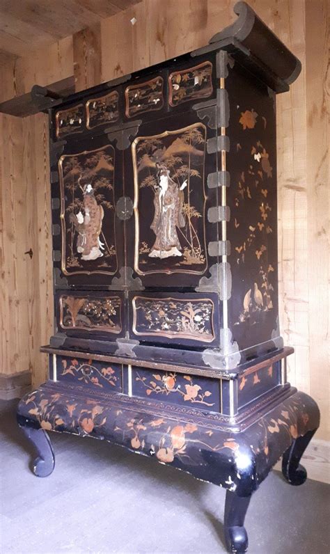 Proantic: Japanese Cabinet In Lacquer And Shibayama, Japan Meiji Perio