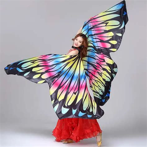 2018 Performance Women Dancewear Stage Props Polyester Cape Cloak Dance Fairy Wing Belly Dance ...