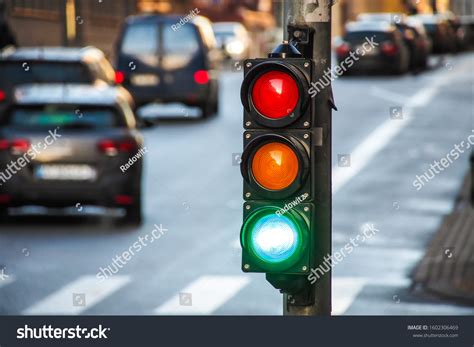 Pedestrian Traffic Light On Street Junction Stock Photo 1602306469 ...