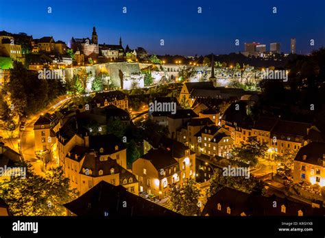 Luxembourg City night Stock Photo - Alamy