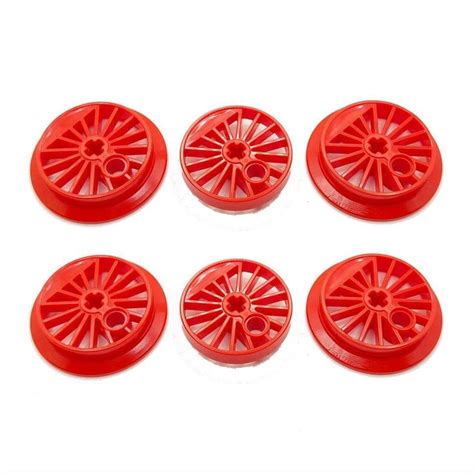 LEGO Train Parts Steam Locomotive Set Of 6 Red Spoked Wheels 85489