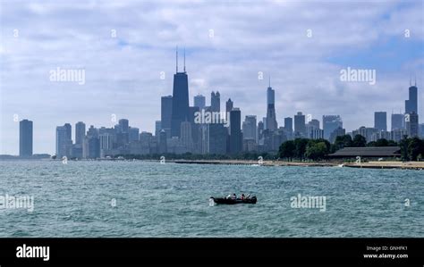 The skyline of Chicago from Lake Michigan Stock Photo - Alamy