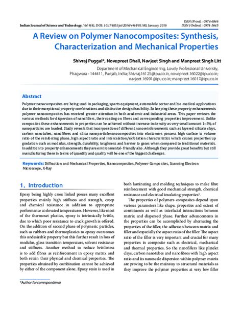 (PDF) A Review on Polymer Nanocomposites: Synthesis, Characterization and Mechanical Prop ...