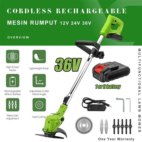 Mesin Rumput Elektrik Lawn Mower Cordless 12v-36v Portable Grass Cutter Electric Wireless Grass ...