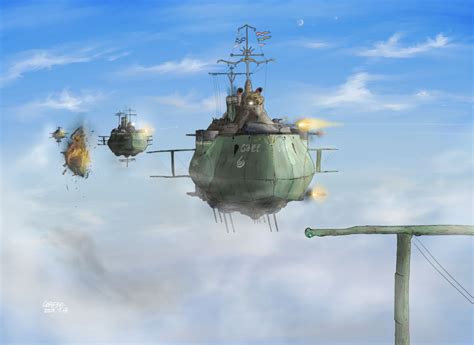 Encounter battle | Steampunk airship, Airship art, Dieselpunk