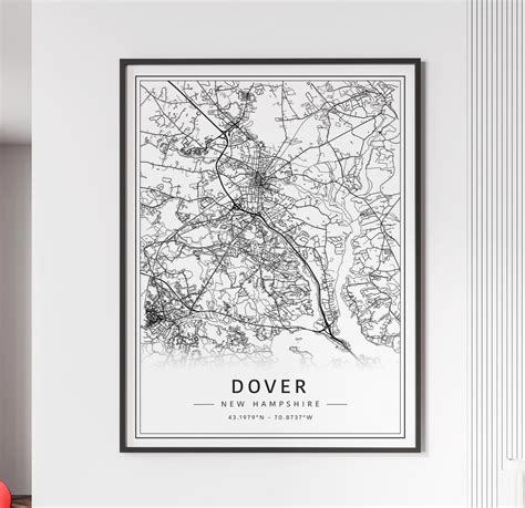 Dover NH Street Map Print Acrylic Glass Dover Map Print Canvas Dover ...