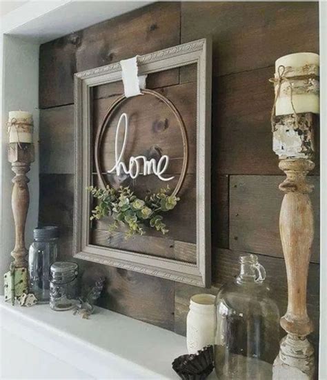 50 beliebte Farmhouse Wall Decor Design-Ideen für natürliche Innenräume | Rustic wall art ...