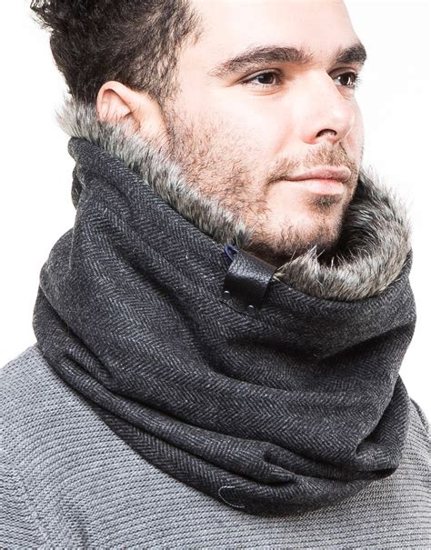 Fur neck warmer, mens gift, gift boyfriend, wool scarf, men's fur scarf ...