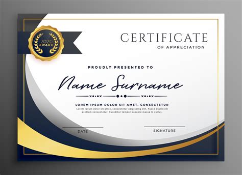 premium wavy certificate template design | Certificate design template, Certificate design ...
