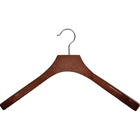 Deluxe Wooden Coat Hanger, Walnut Finish w/ Chrome Swivel Hook, Box of 6 Large Wood Jacket ...