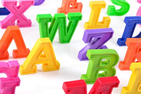 Plastic colorful alphabet letters close up on a white 1391030 Stock ...