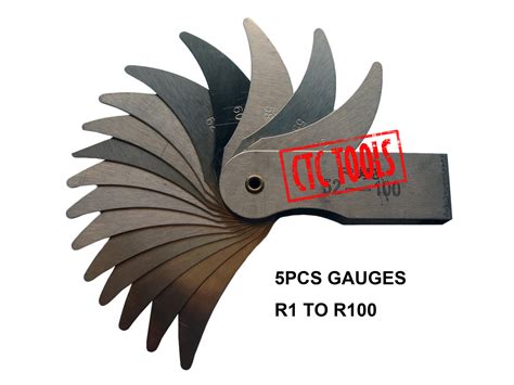 5PCS INSIDE/OUTSIDE RADIUS GAUGES - METRIC R1 TO R100 #P03 | CTC Tools