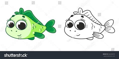 Cute Cartoon Green Fish Vector Illustration Stock Vector (Royalty Free ...