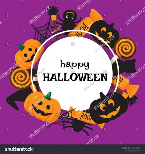 Happy Halloween Card Funny Cartoon Style Stock Vector (Royalty Free ...