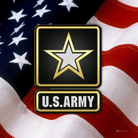 U. S. Army Logo Over American Flag. Digital Art by Serge Averbukh