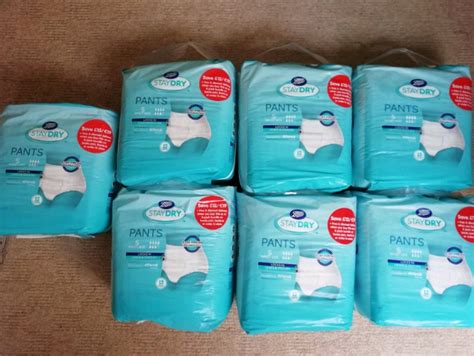 84 Boots stay dry incontinence pads pants size small 7 packs unisex ...