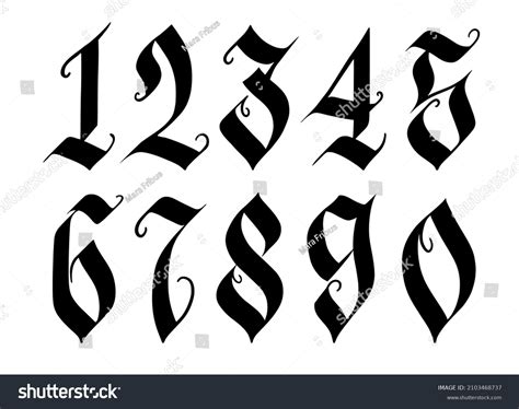 Gothic Style Numbers Handwritten Black Symbols Stock Illustration 2103468737 | Shutterstock