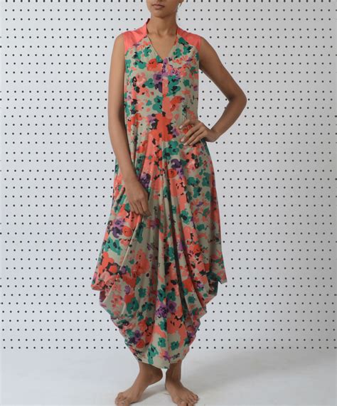 Draped dhoti dress by Myoho by Kiran and Meghna | The Secret Label