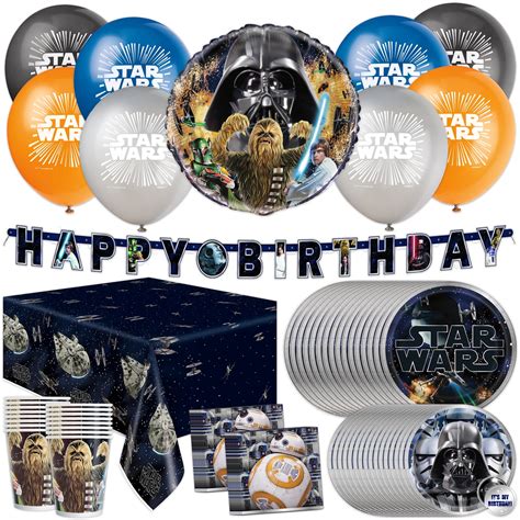 Star Wars Party Kit for 16 - Foil Balloon, Latex Balloons, Banner ...