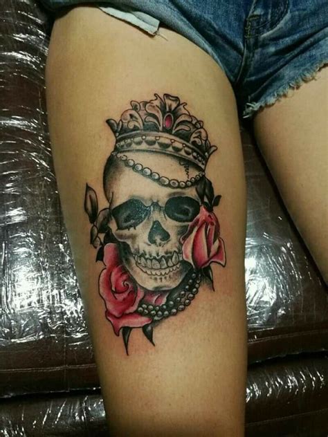 Girly Skull Tattoos, Mexican Skull Tattoos, Skull Thigh Tattoos, Skull ...