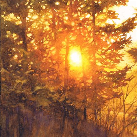 Sunset Trees Watercolor Painting, Housewarming Gift, Watercolor ...