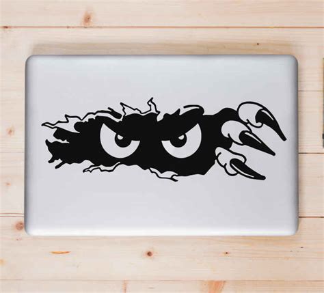 Monocolor peeking eyes design laptop sticker - TenStickers