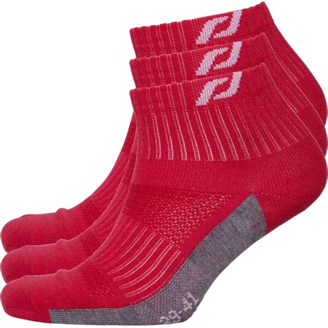 Buy Pro Touch Lightweight Ankle Length Three Pack Running Socks Red/Grey