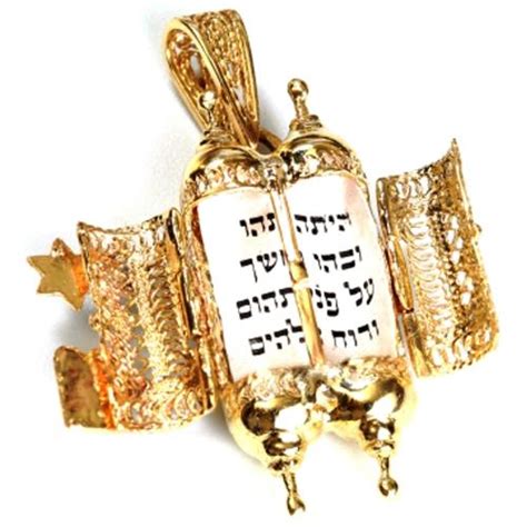 Turquoise 14k Gold Filigree Torah Pendant | Baltinester Jewelry