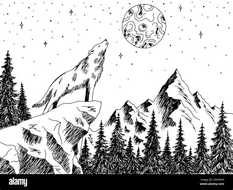 Wolf Howling At The Moon Painting : Wolf Howling At The Moon Painting Wolf Silhouette Moon Stars ...