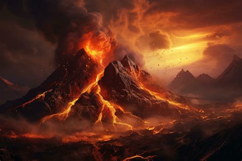 AI generated a volcano shooting volcanic fire volcano fire 36793655 ...