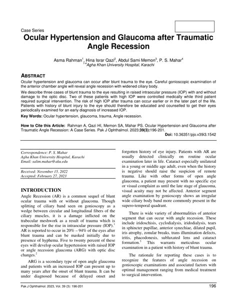 (PDF) Ocular Hypertension and Glaucoma after Traumatic Angle Recession: A Case Series: Doi: 10. ...