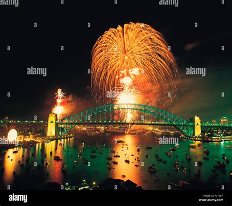 Australia. New South Wales. Fireworks over Sydney Harbour Bridge ...