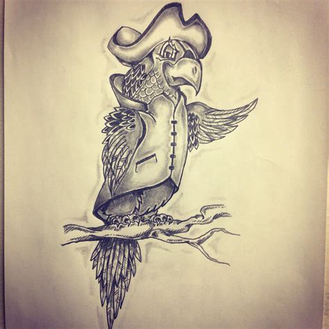 Pirate parrot tattoo sketch by - Ranz | Parrot tattoo, Pirate tattoo ...