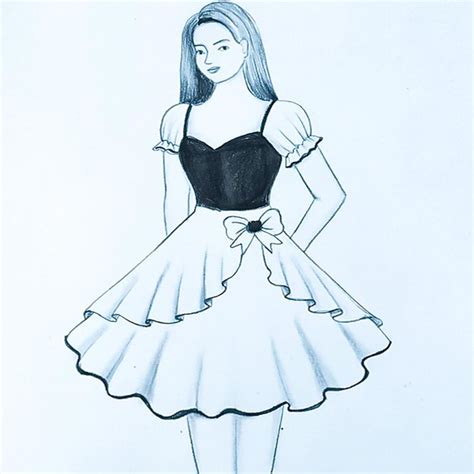 How to draw Beautiful dress girl drawing | pencil drawing,simple ...