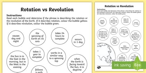 Earth Rotation and Revolution Worksheet (teacher made)