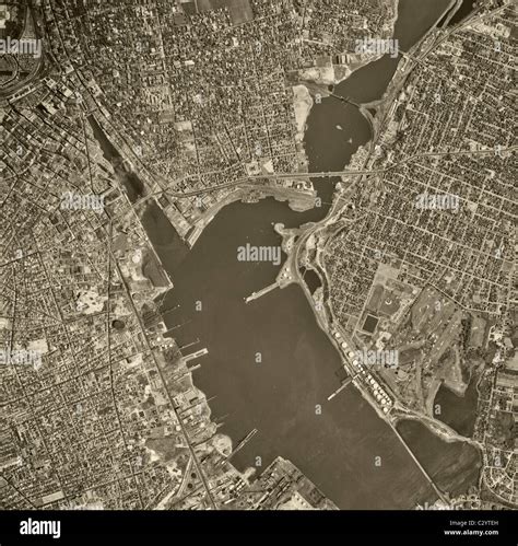 historical aerial map view above Providence Rhode Island 1955 Stock Photo - Alamy