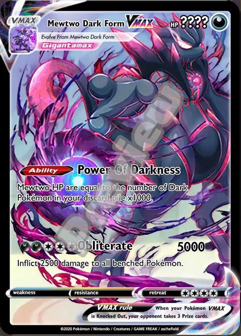 Mewtwo Dark Form VMAX Pokemon Card - Etsy UK