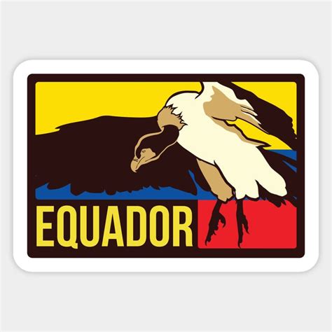 an eagle is flying in front of the words equador on a yellow and red background