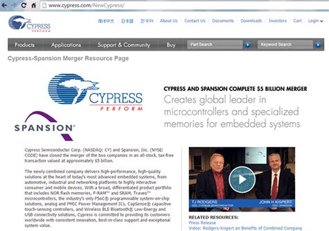 Cypress Completes Merger with Spansion - Converge Digest