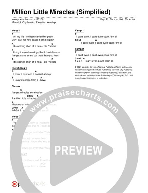 Million Little Miracles (Simplified) Chords PDF (Maverick City Music / Elevation Worship ...