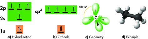 (a) sp 3 hybridization scheme and (b) resulting electronic ...