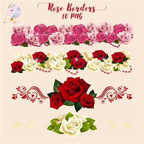 Rose borders, flower clipart, border clip art, floral art, printable ...